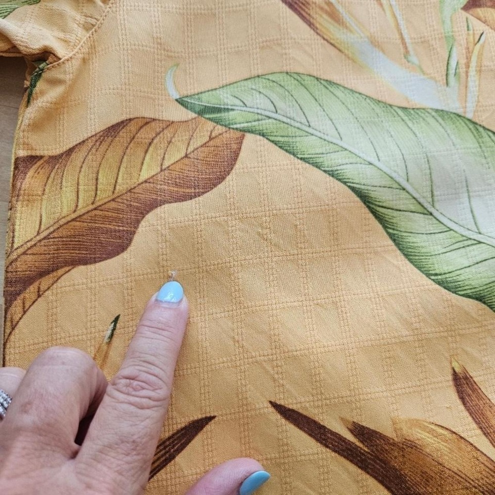 Vintage Tommy Bahama Silk Camp Shirt Mens‎ XL Orange/Yellow Floral Hawaiian - Picture 7 of 8
